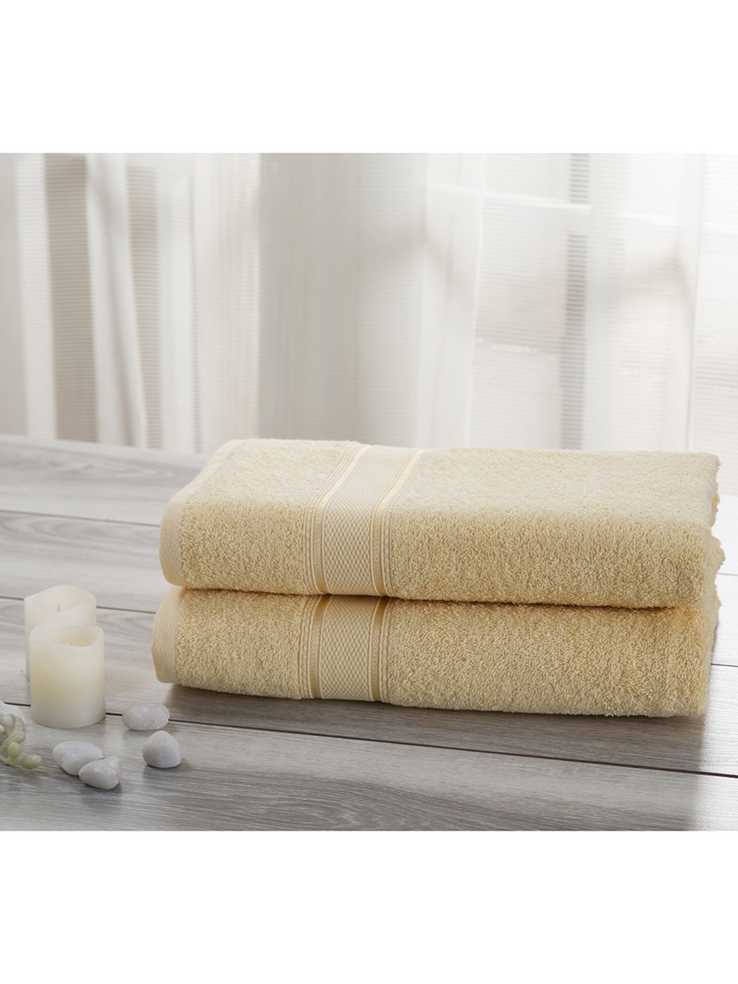 Inhouse Eddie Yellow Solid 450GSM Cotton Medium Towel Set by maspar