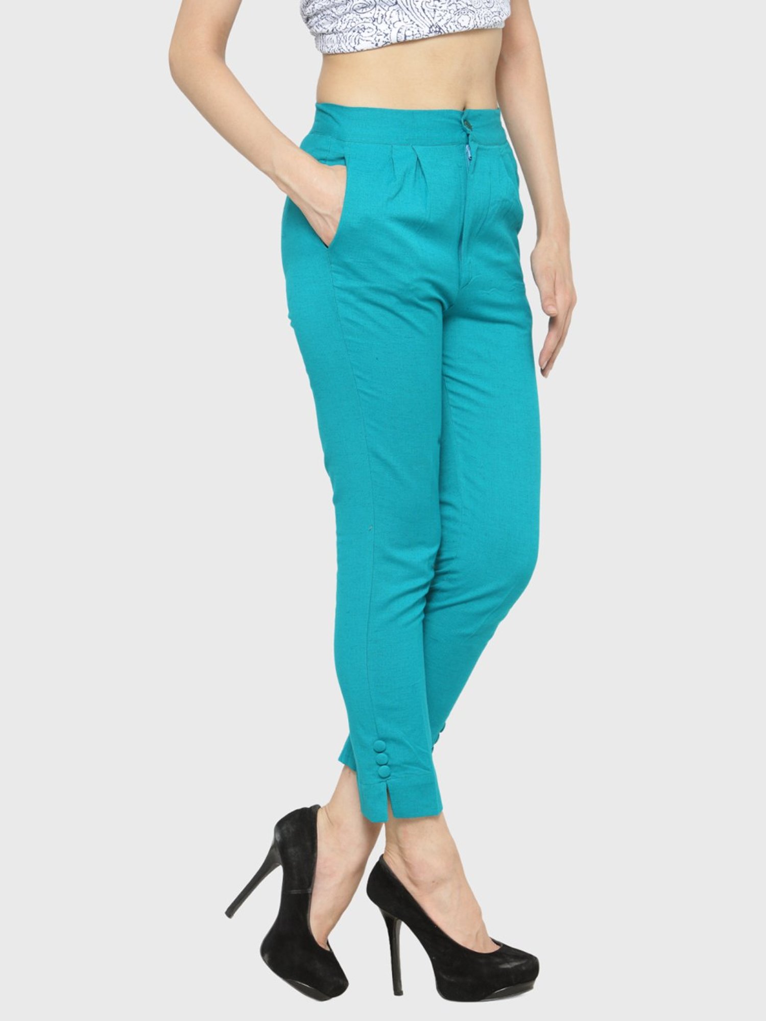 Indibelle Turquoise Cotton Trousers