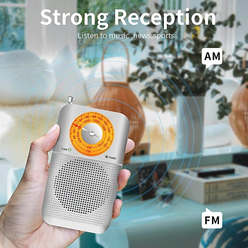 Retro AMFM Radio Portable with Headphone Jack Best Reception Battery Operated Personal Transistor by 2 AA Battery for WalkingJoggingand Travelling