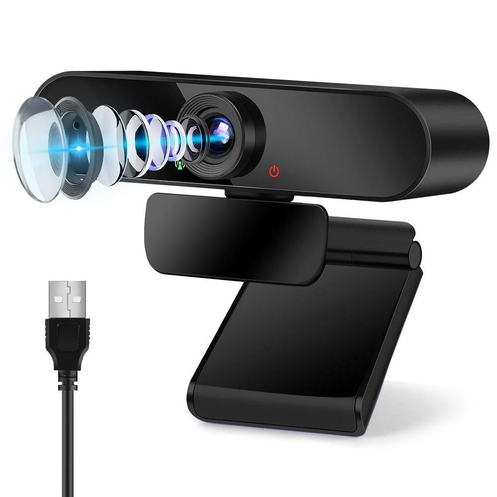 4MP Webcam with Microphone, USB Webcam for Desktop Laptop Plug & Play Computer Camera Streaming Webcam with 110&deg; Wide View Angle and Noise Reduction Mic for Video Call and Conference