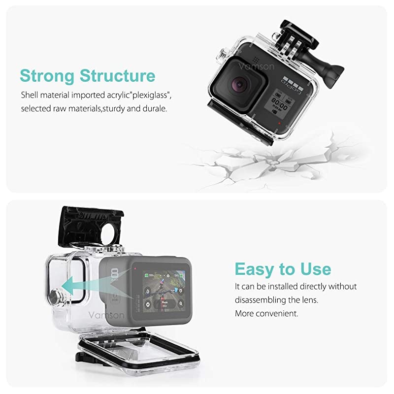 for Gopro Hero 8 Black Accessories with Waterproof Housing Case 60Meter Underwater Protective Diving Shell for Go pro Hero8 Action Camera AVP651
