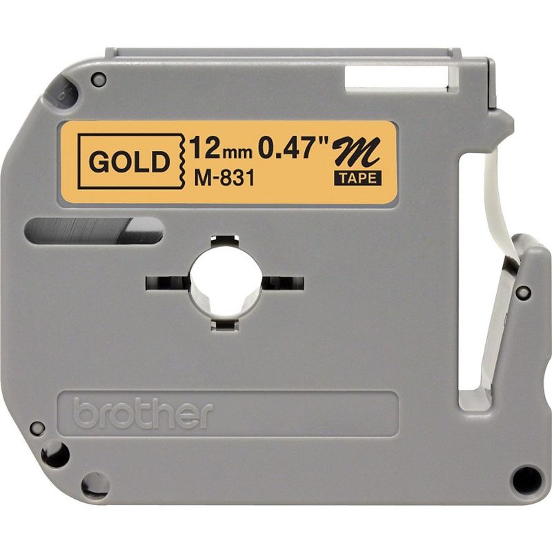 Brother P-Touch M Series Tape Cartridge for P-Touch Labelers 1/2w Black on Gold M831