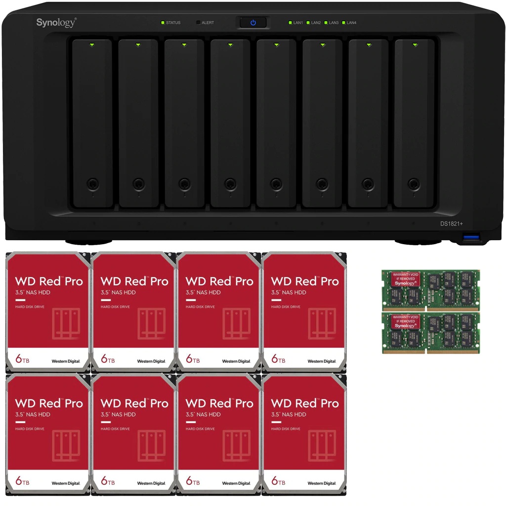 Synology DS1821+ DiskStation with 4GB RAM and 112TB (8 x 14TB) of Western Digital PRO NAS Drives Fully Assembled and Tested By CustomTechSales