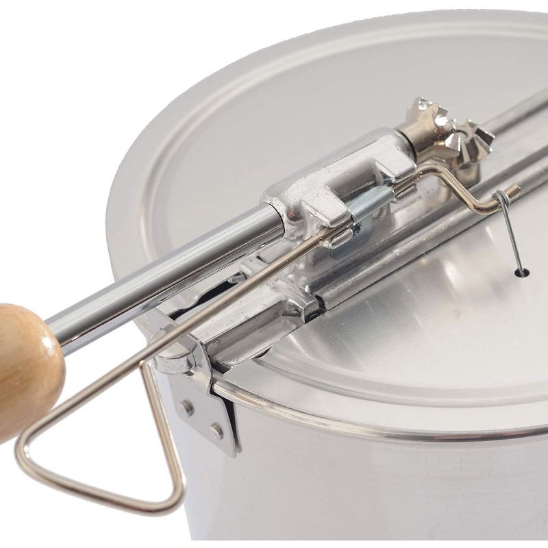 Norpro 4 Quart/3.8 Liter Old Time Aluminum Stovetop Popcorn Popper with Wooden Handle Hand Crank and Included Recipes, Silver