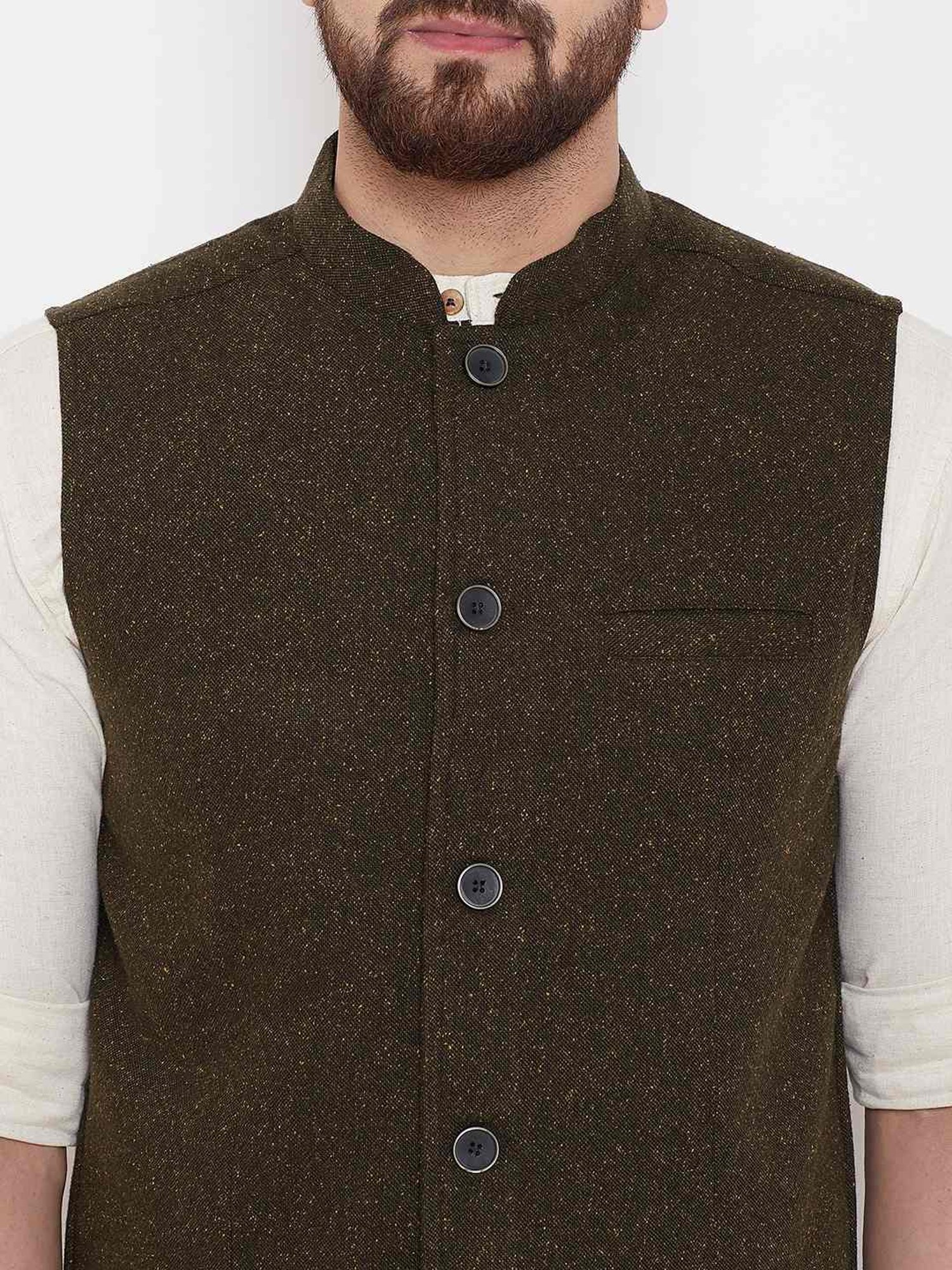 Even Green Regular Fit Nehru Jacket