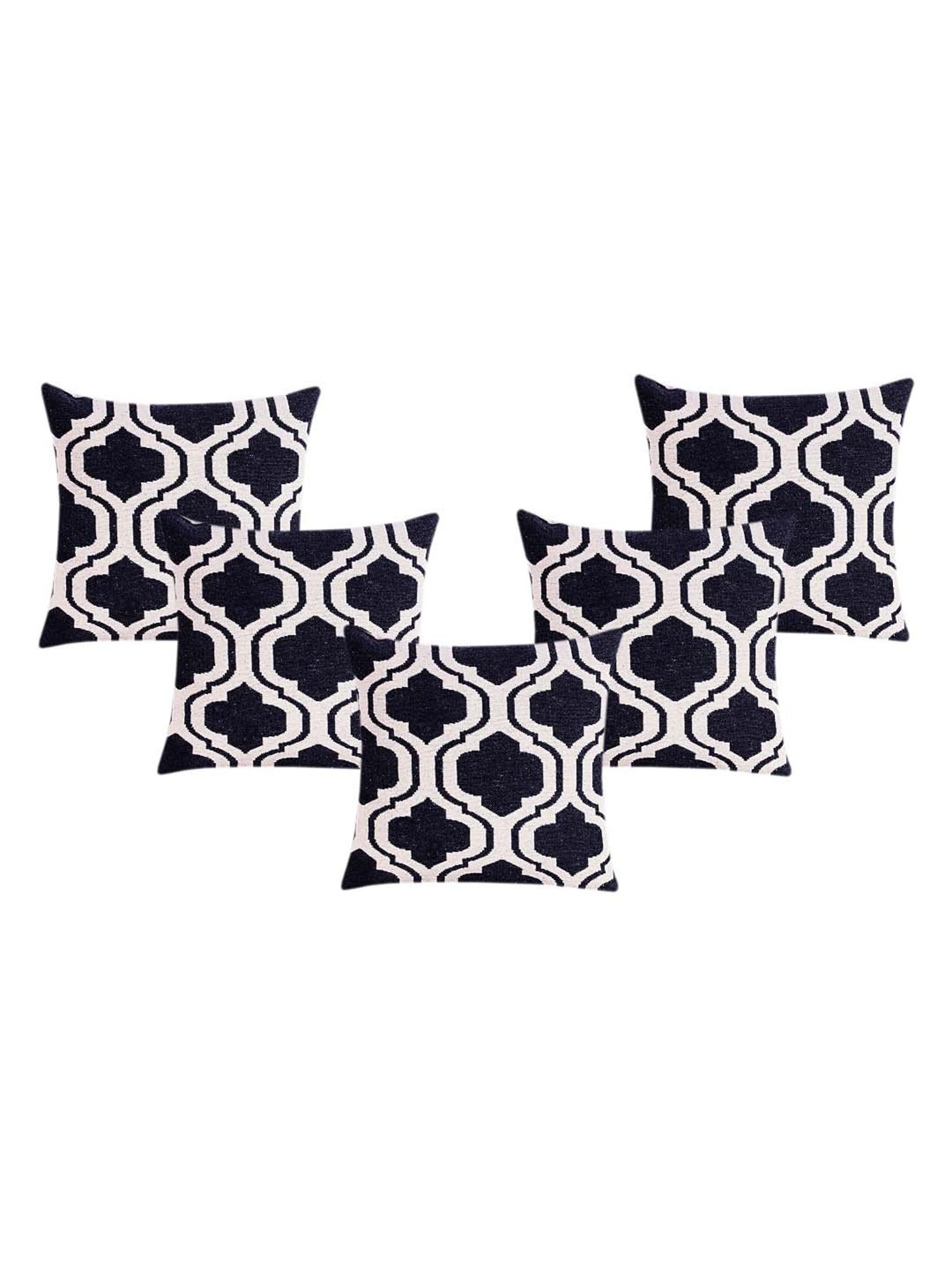 Saral Home Navy & White Cotton Cushion Covers - Set of 2