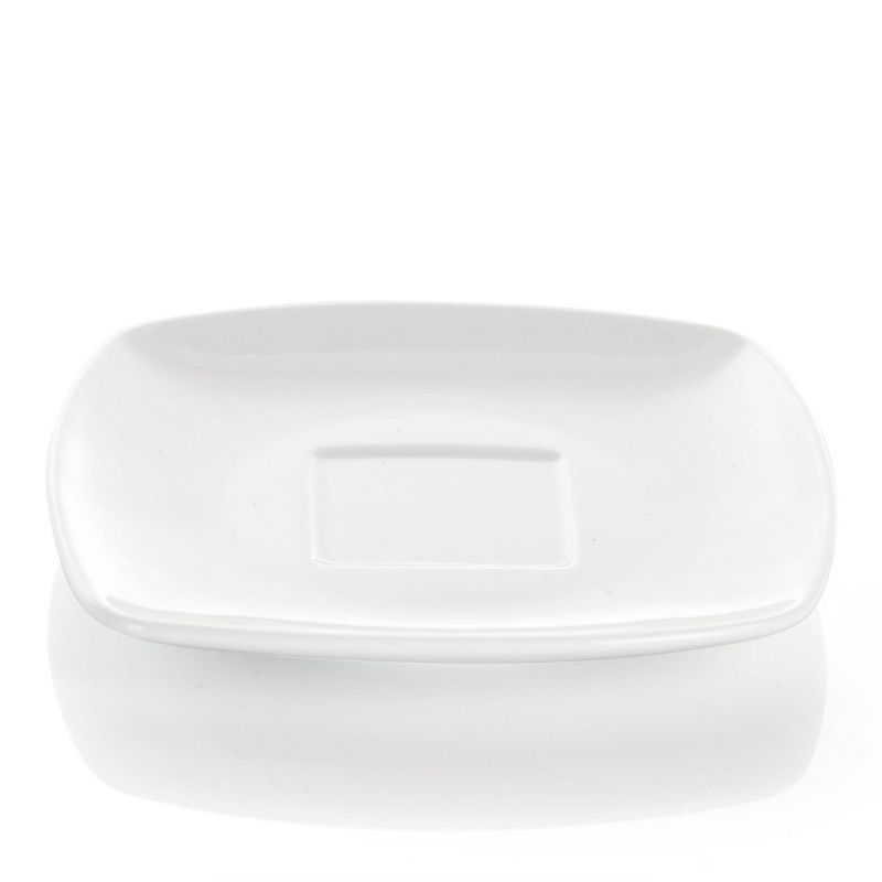 10oz 12pc Porcelain Market Square Cup and Saucer Set White - Elama