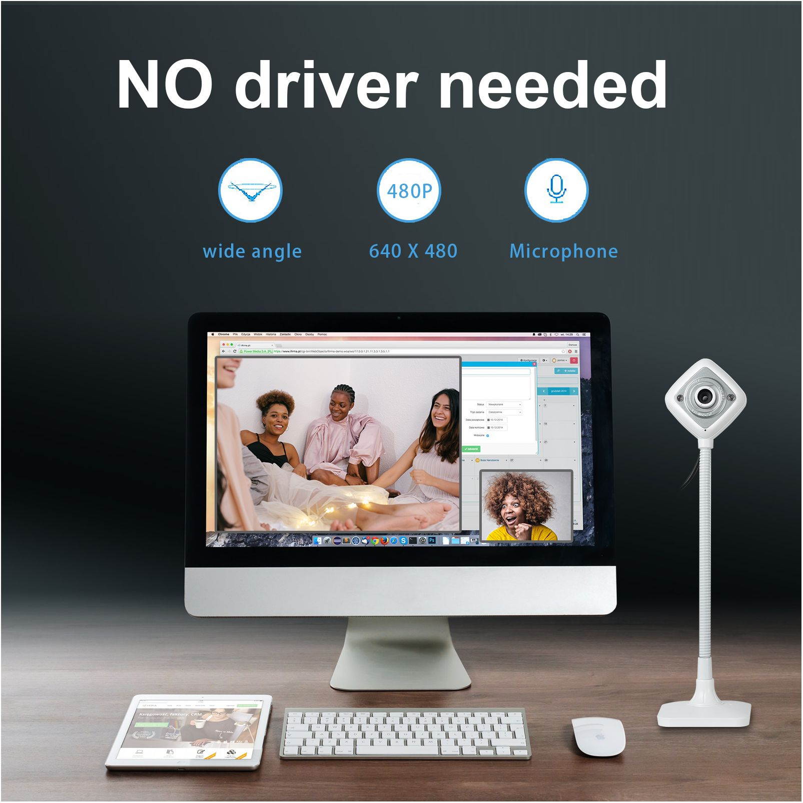 USB Web Camera, HD Webcam with Microphone for PC Computers Laptops, USB Clip-On Web Cam 360 Degree Rotatable for Notebook Laptop