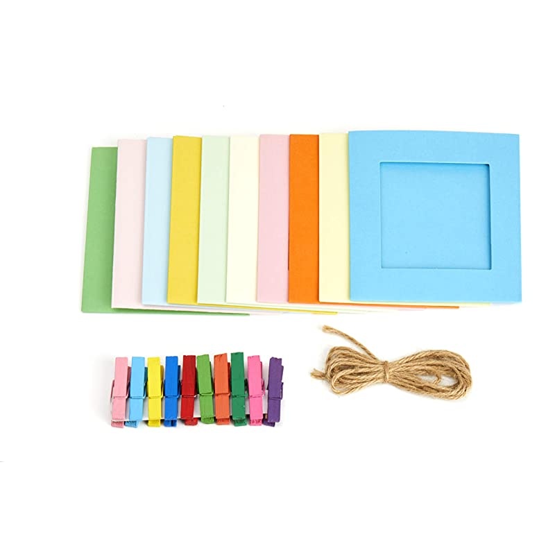 instax Square Instant Film + Hanging Photo Frames for Square Film Assorted Colors &ndash; Deluxe Accessory Bundle (20 Exposures)