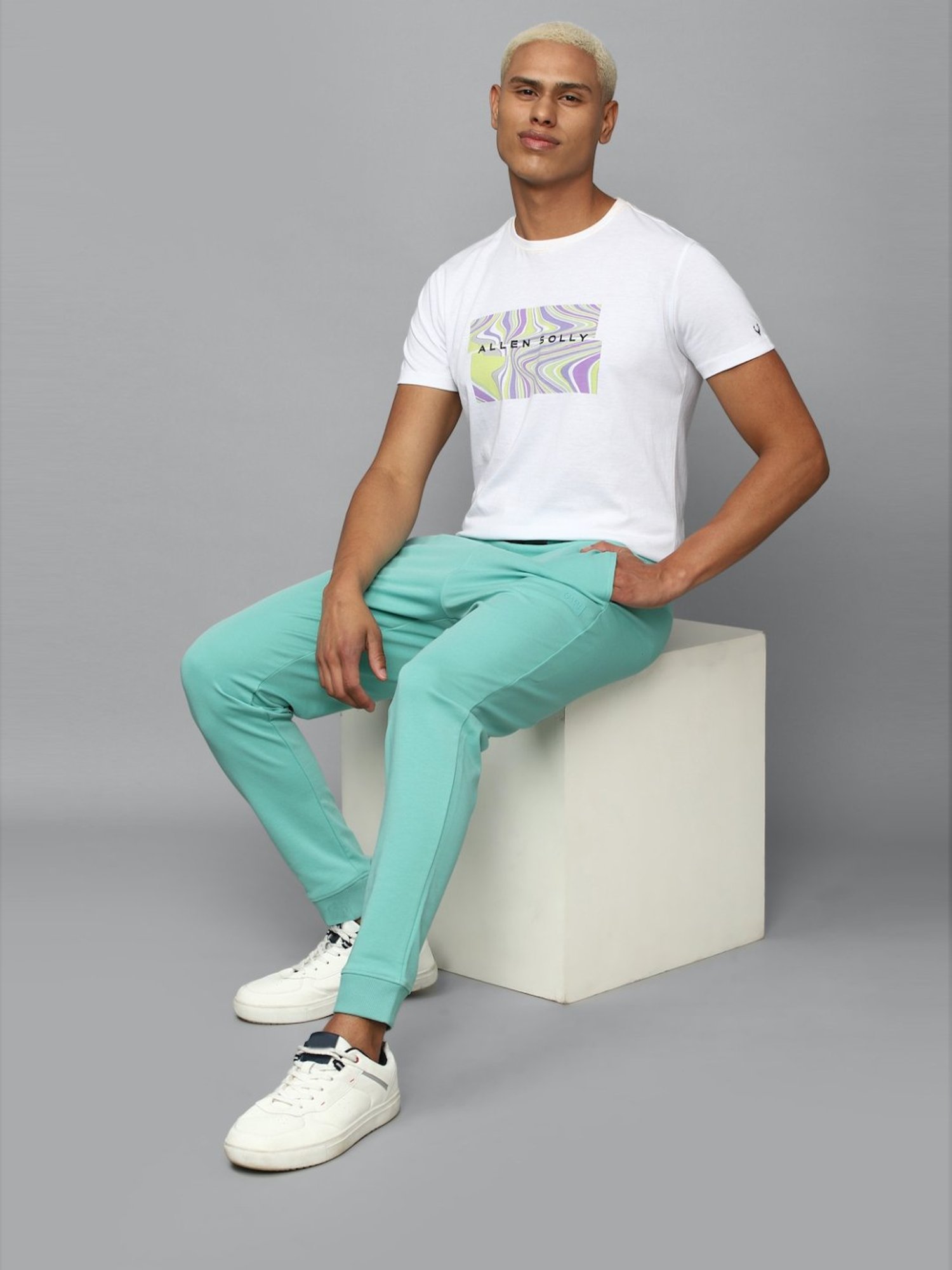 Tribe by Allen Solly Blue Cotton Regular Fit Joggers