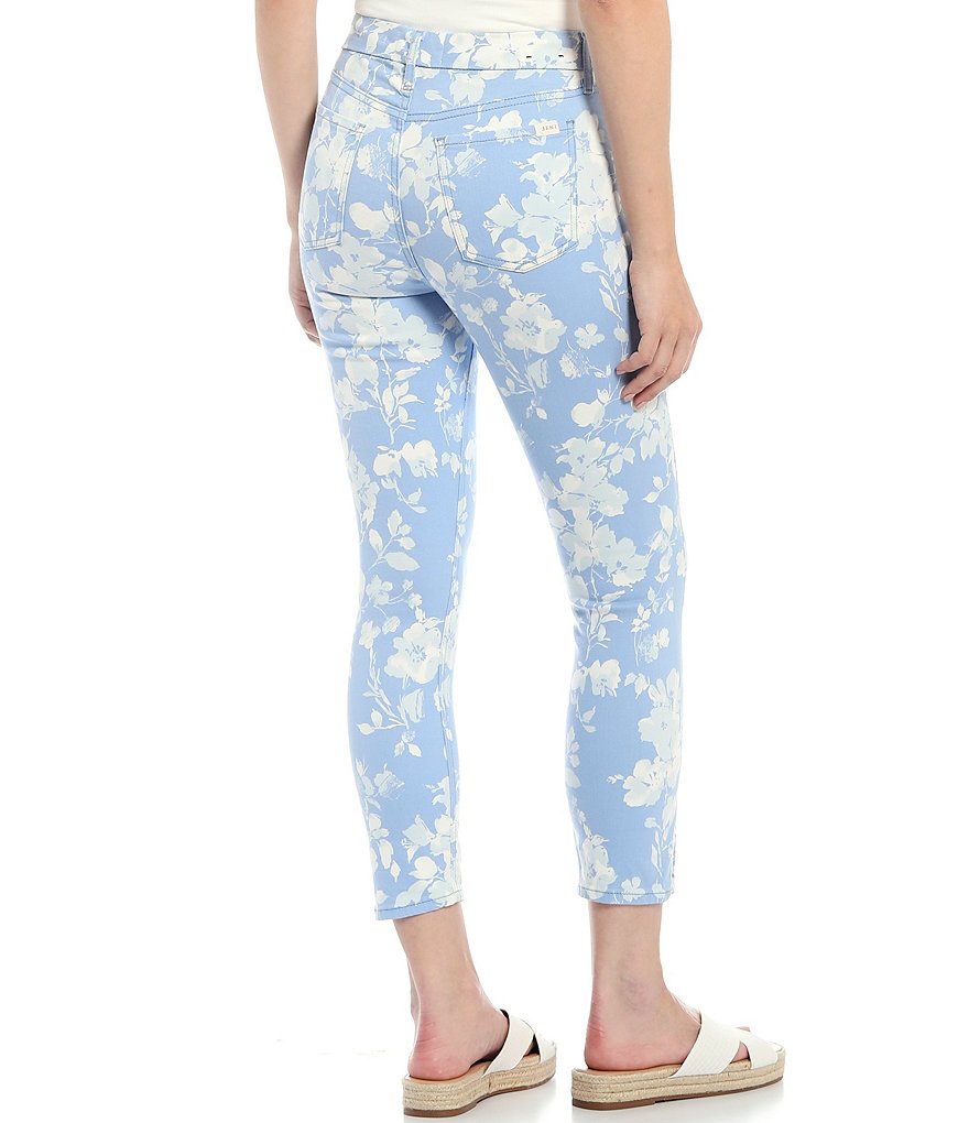 JEN7 by 7 for All Mankind Shadow Floral Side Slit Hem Skinny Crop Jeans