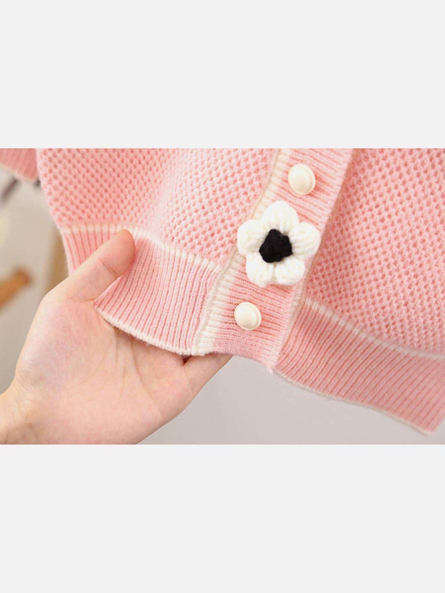 Little Surprise Box Pink Applique Full Sleeves Cardigan