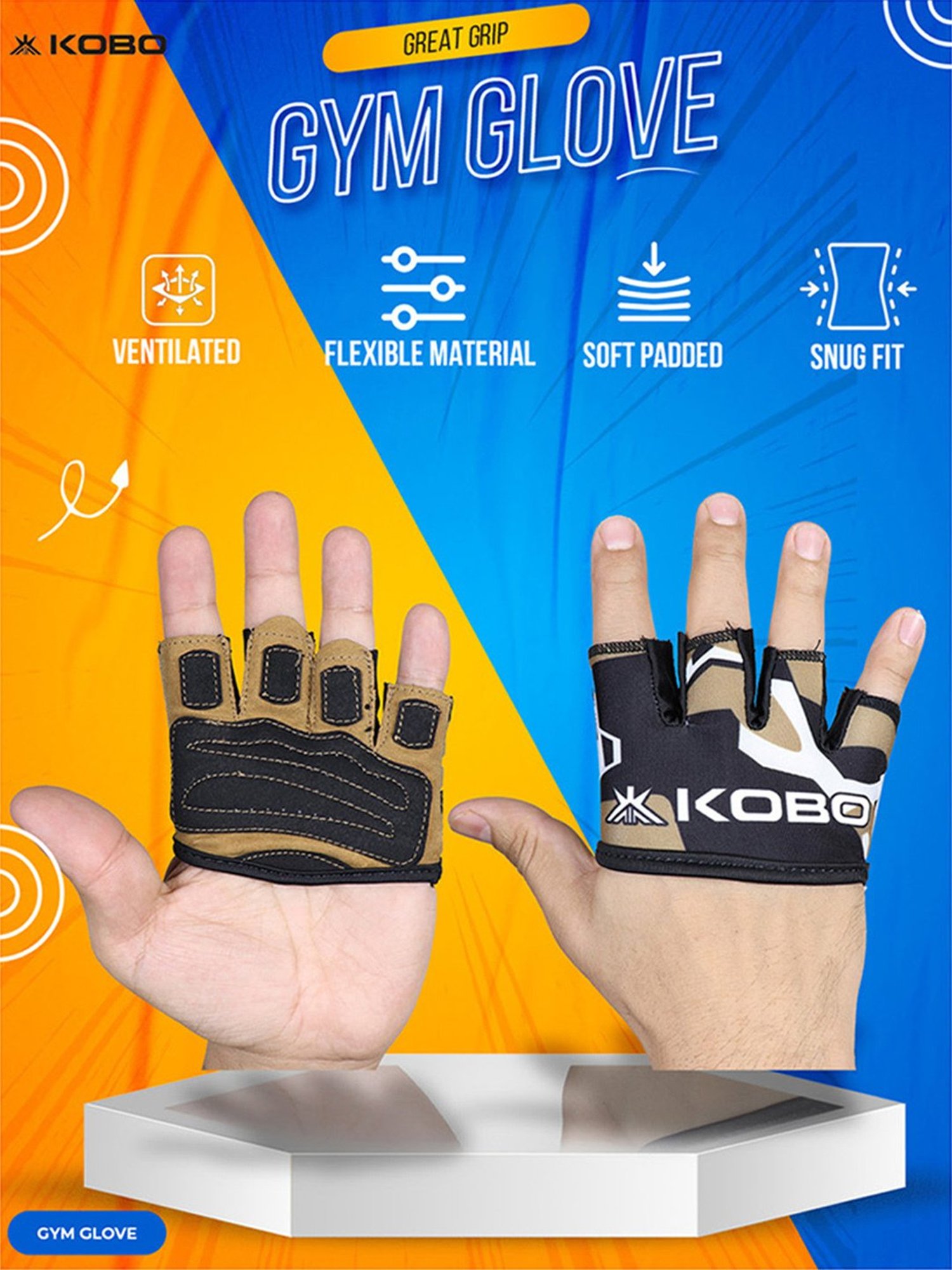 Kobo Weight Lifting Gym Gloves (Brown) Size - S