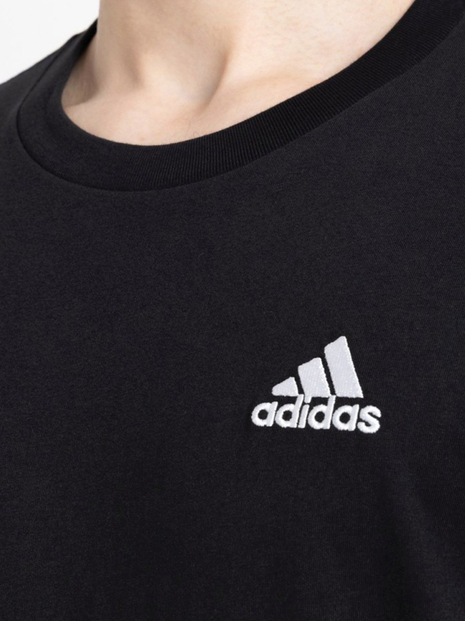 Adidas Black Cotton Regular Fit Sports T-Shirt