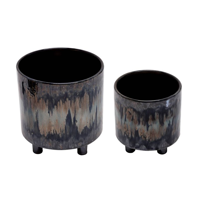 2pc Rainbow Ceramic Footed Planters - Sagebrook Home