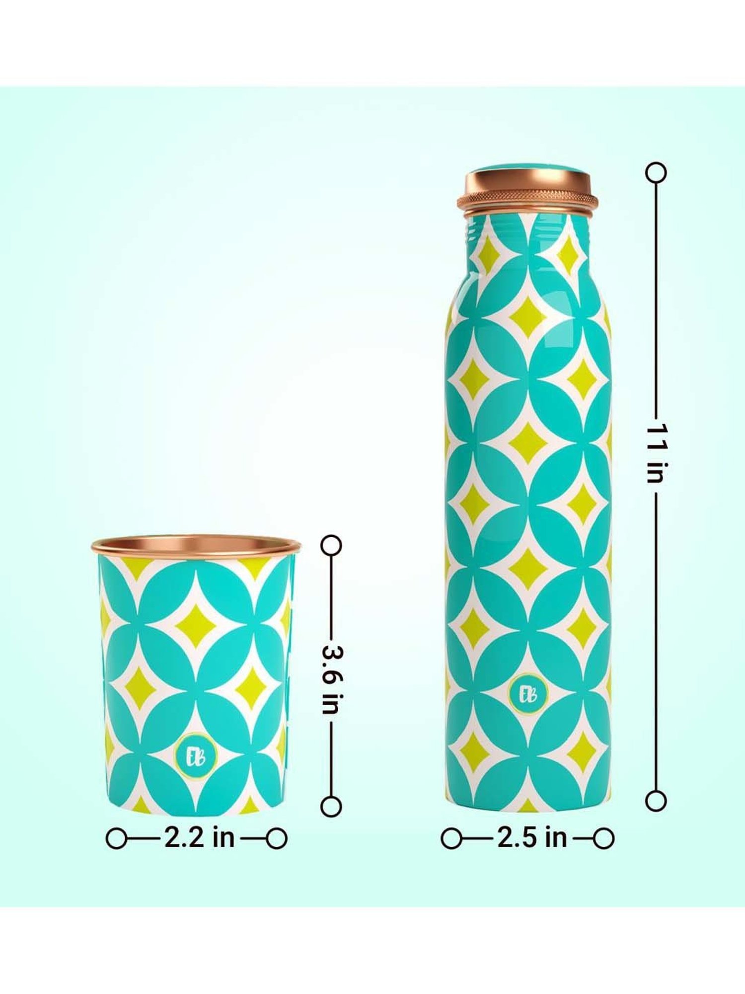 Everything Beautiful Aqua Blue Copper Water Bottle & Glass Set