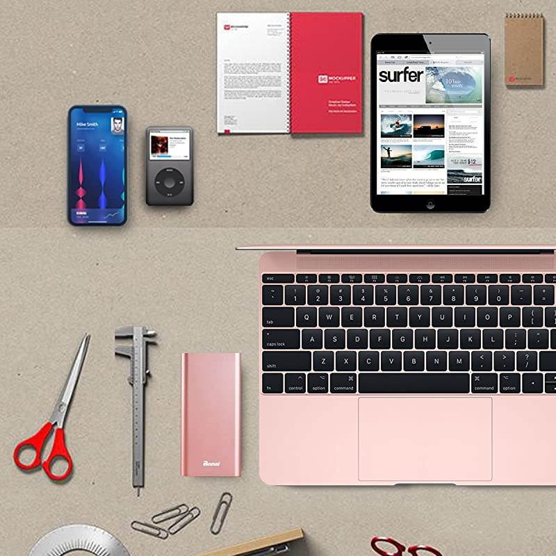 Portable Charger  20000mAh Power Bank 4Port Output Aluminum Polymer Portable Battery Charger 40A Max Input Compatible with iPhone 11 XR 8 7 6s Galaxy S20 S8 Rose Gold