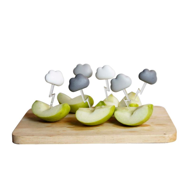 Design Ideas Cloud Party Picks - 6 Cloud Detail Cocktail Picks - Grey & White, 1.2" x 0.2" x 3"