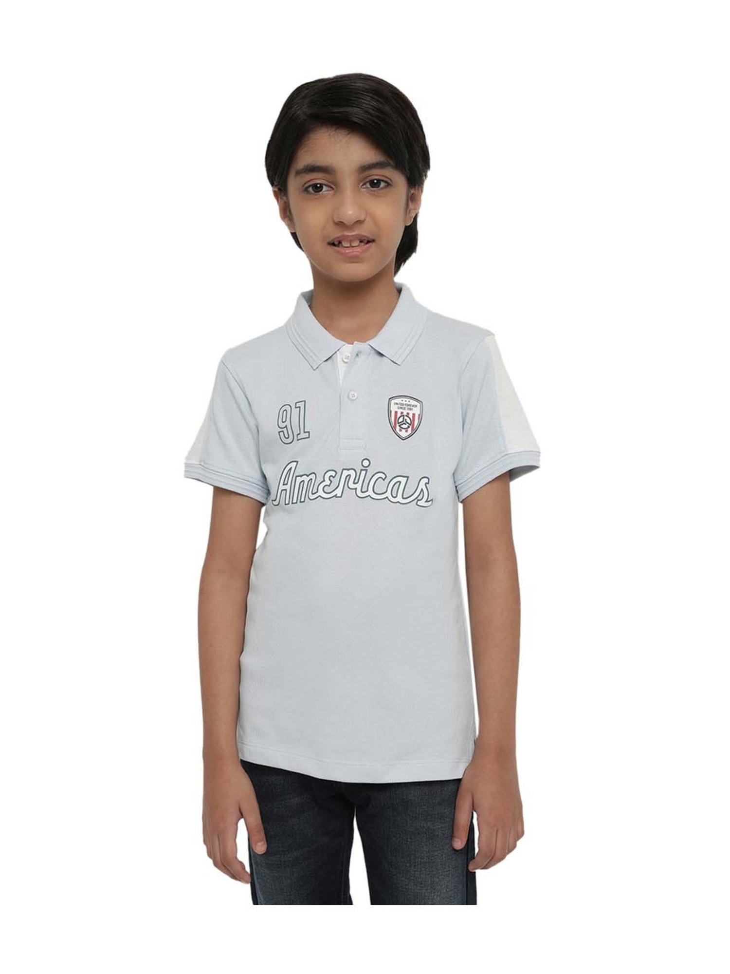 Octave Boys Blue Cotton Printed Polo T-Shirt