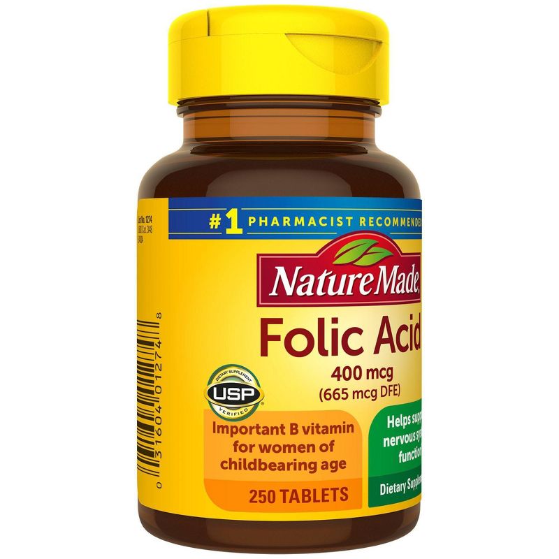 Nature Made Folic Acid 400 mcg (665 mcg DFE) Tablets - 250ct