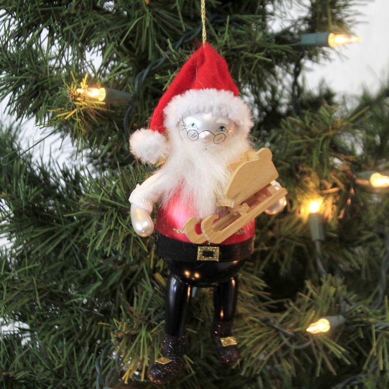 Italian Ornaments 6.5" Toymaker Santa W/ Sled Ornament Italian Christmas  -  Tree Ornaments
