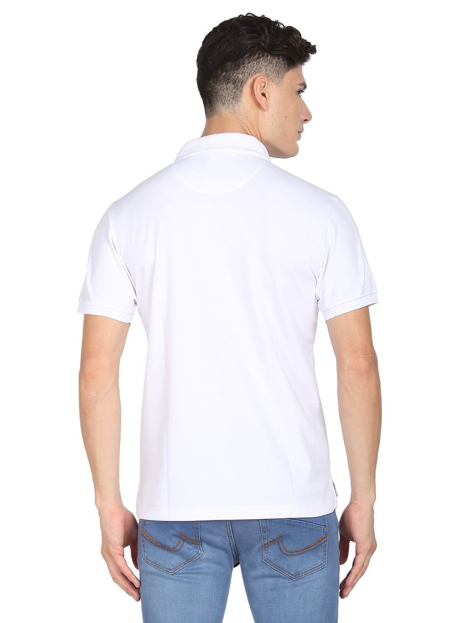 AD by Arvind White Slim Fit Polo T-Shirt