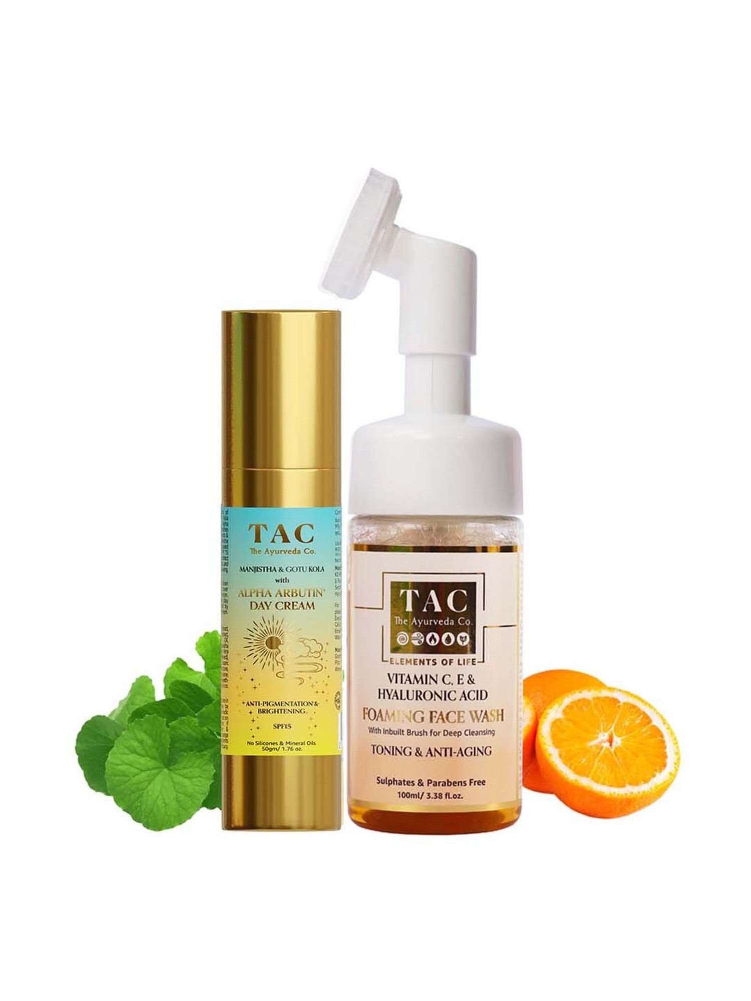 TAC - The Ayurveda Co. Day Cream SPF 15 & Vitamin C, Retinol Foaming Face Wash