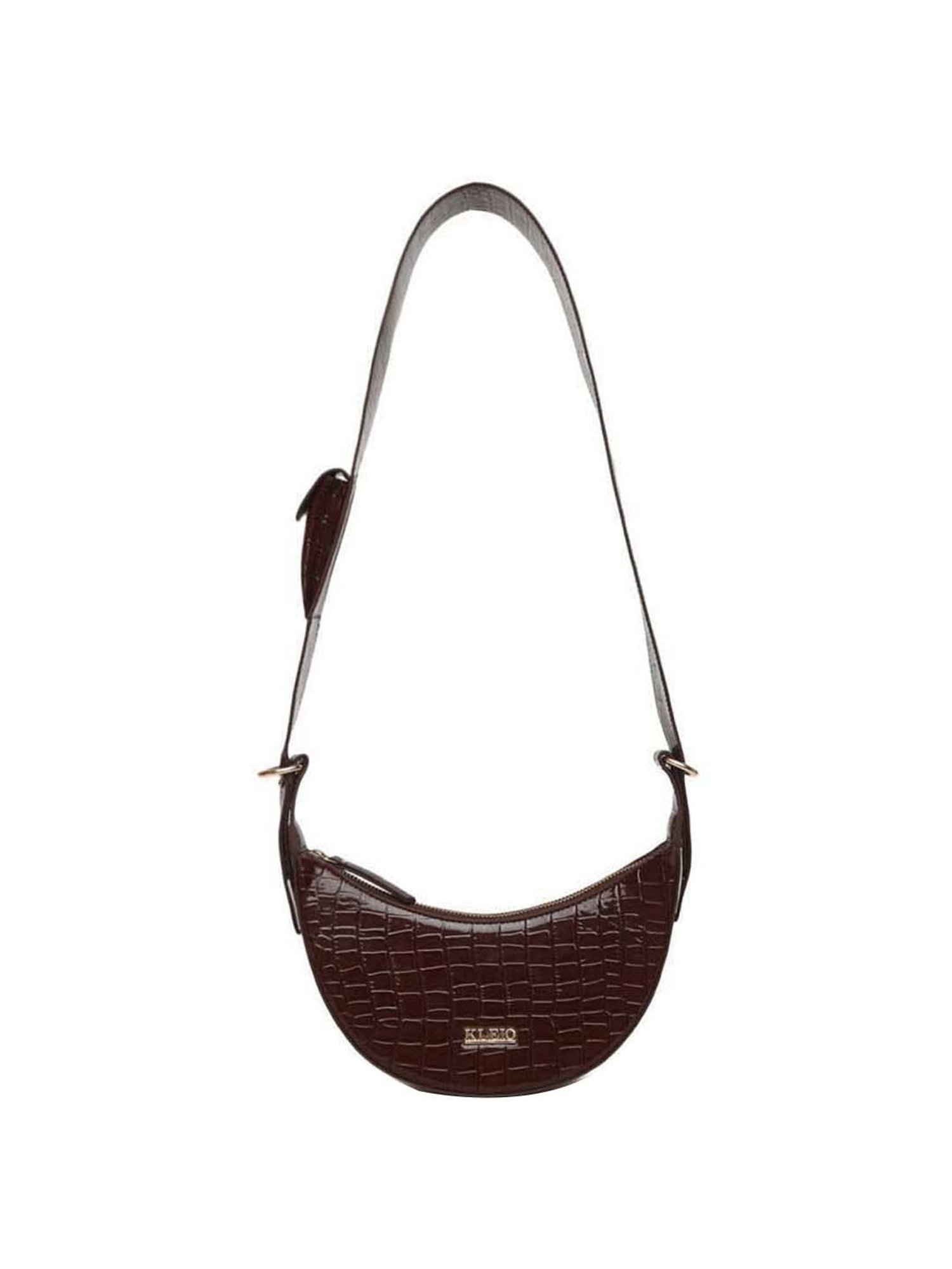 KLEIO Brown Textured Medium Sling Handbag