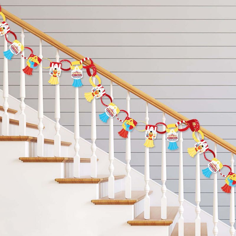 Big Dot of Happiness Carnival - Step Right Up Circus - 90 Chain Links & 30 Paper Tassels Decor Kit - Carnival Party Paper Chains Garland - 21 feet