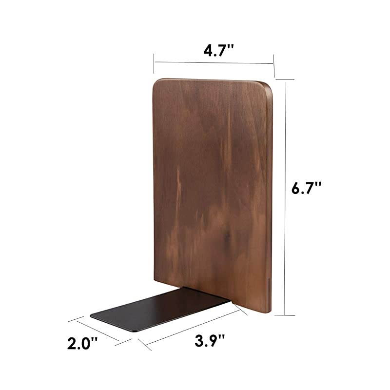 Wood Bookends,Pack of 1 Pair,Non-Skid,Black Walnut,Office Book Stand (Black Walnut-A Plus)