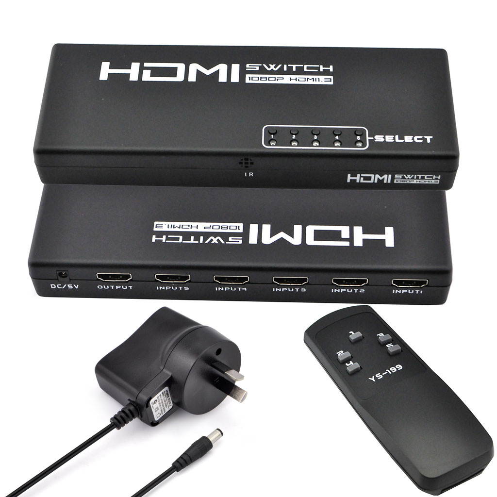 iKKEGOL 5 Port 1 x 5 HDMI Switch Switcher Selector Splitter Hub for HDTV PS3 w/IR Remote