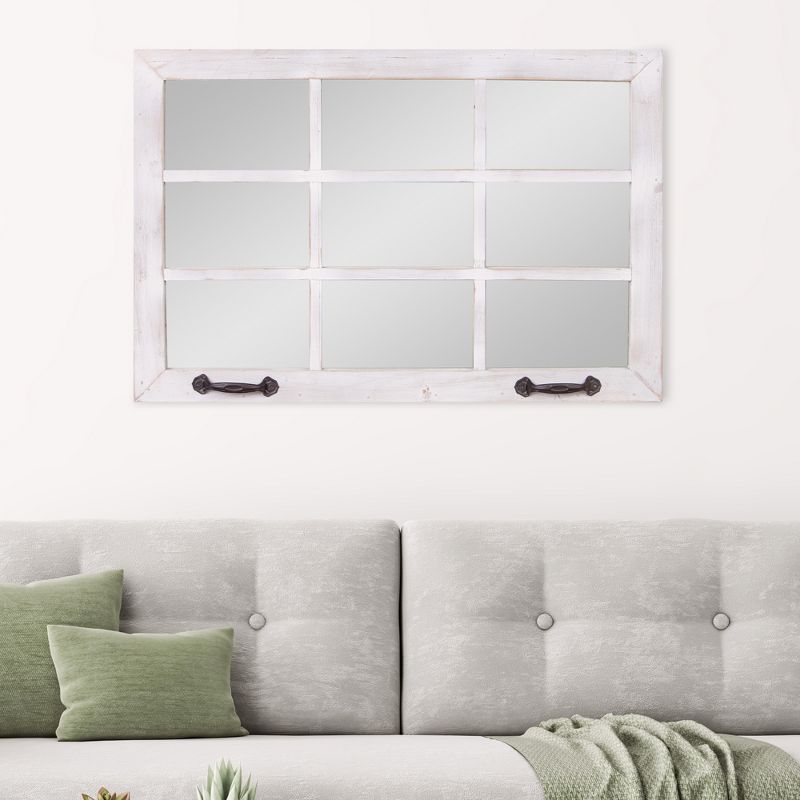 24"x36" Distressed Windowpane Wall Accent Mirror White - Patton Wall Decor