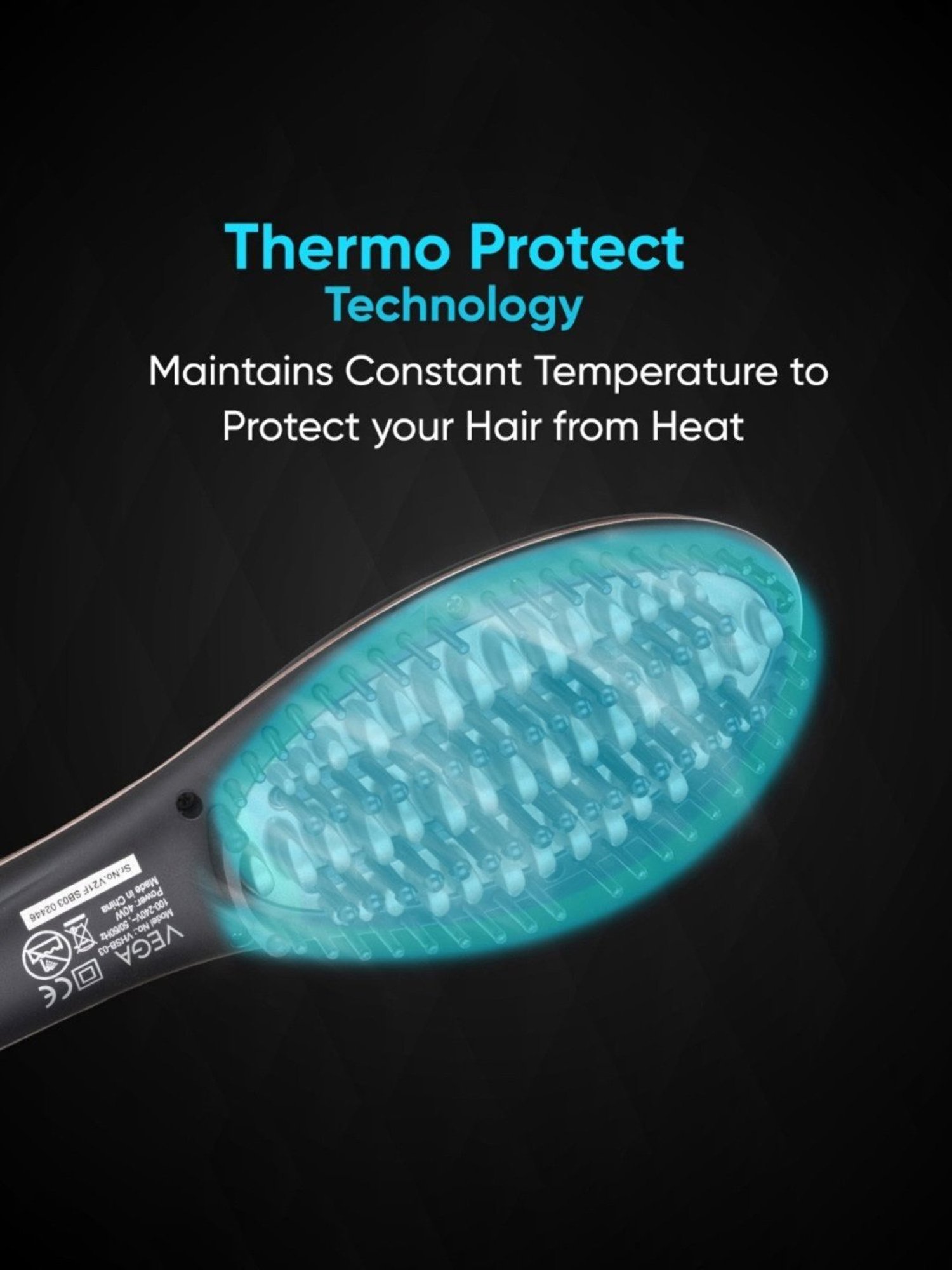 Vega X-Star Hair Straightening Brush With Thermo Protect Technology & Temperature Settings (VHSB-03)