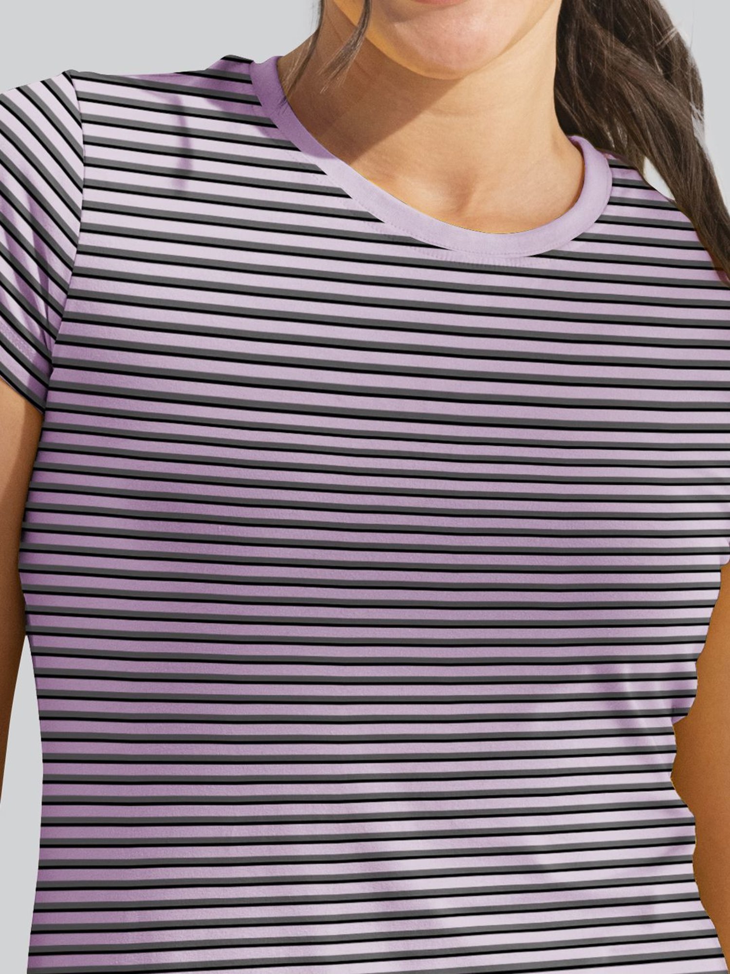 Lyra Violet Cotton Striped T-Shirt