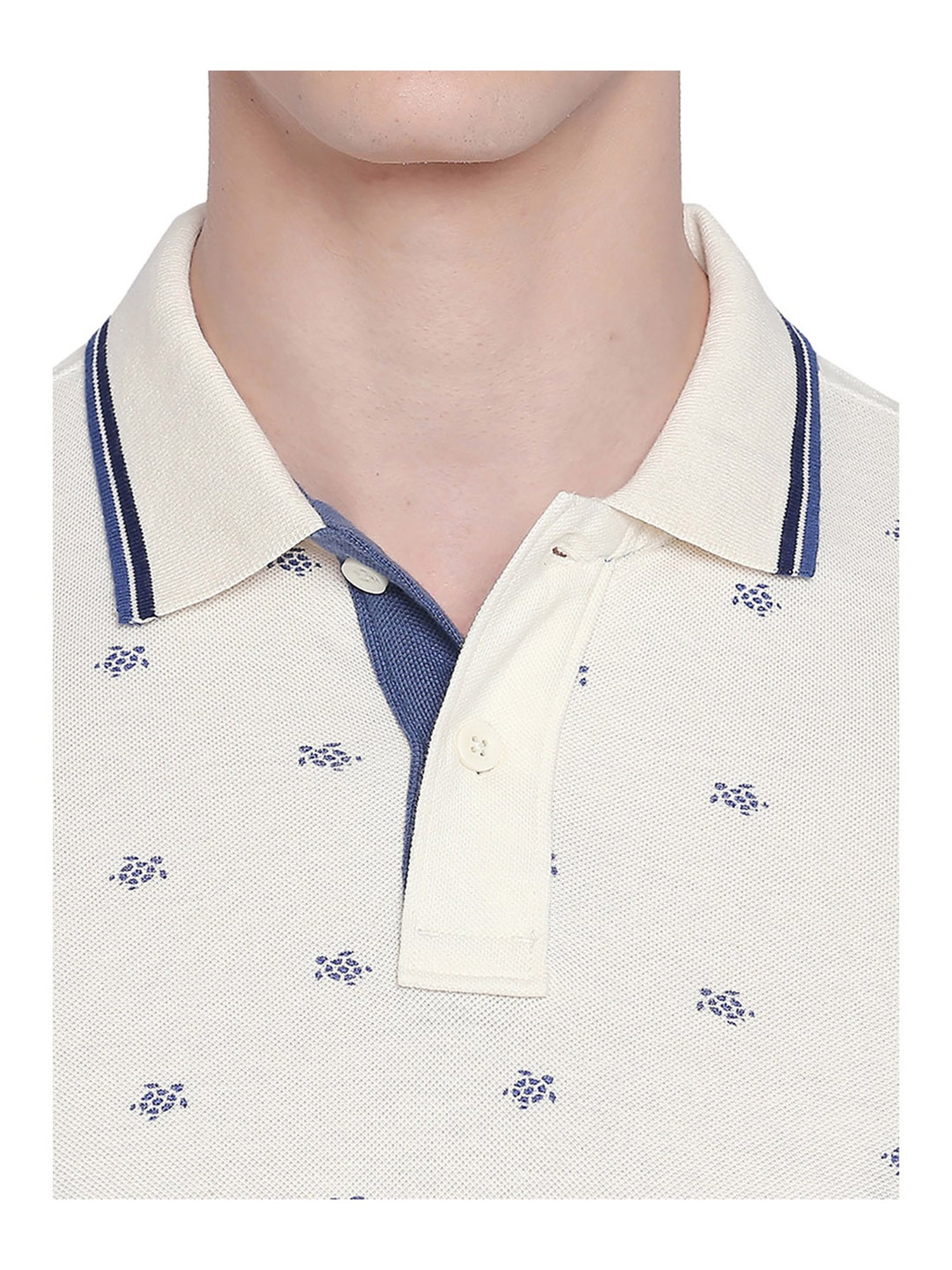 Basics Light Beige Printed Polo T-Shirt