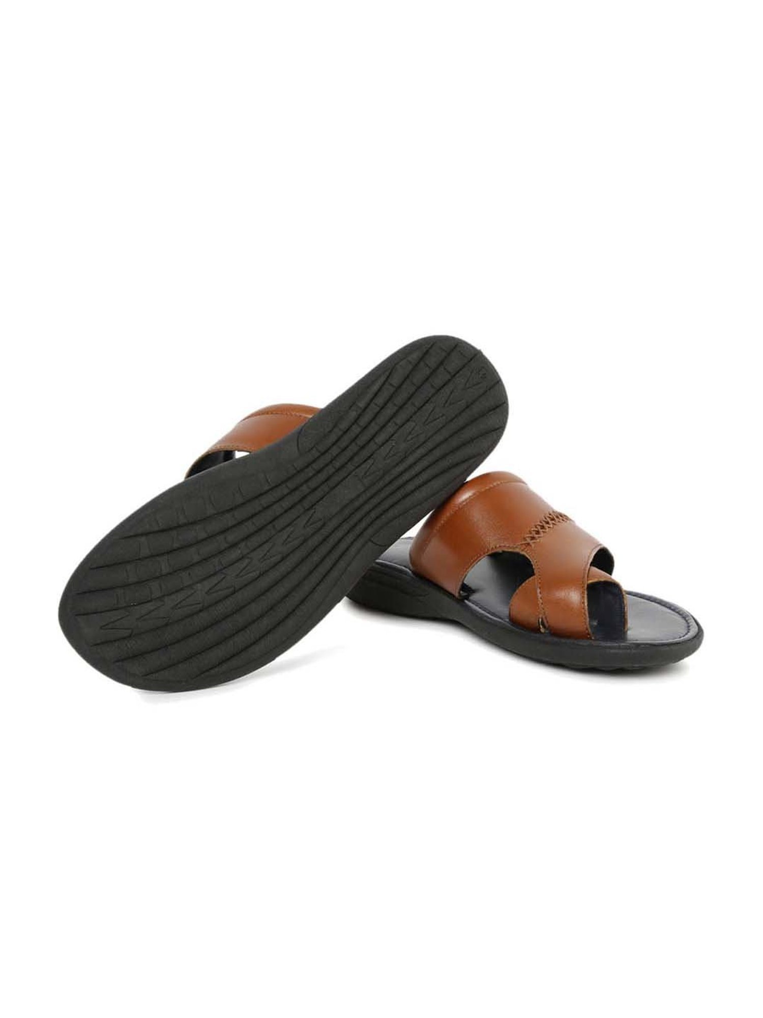 Gabicci Men's Rich Tan Cross Strap Sandals