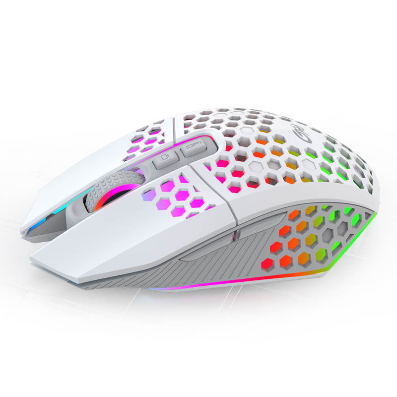 Honeycomb RGB Rechargeable Wireless Gaming Mouse 2.4GHz Optical Mouse 7 Buttons 3 Gears 1600 DPI Adjustable Mice for Desktop PC Laptop