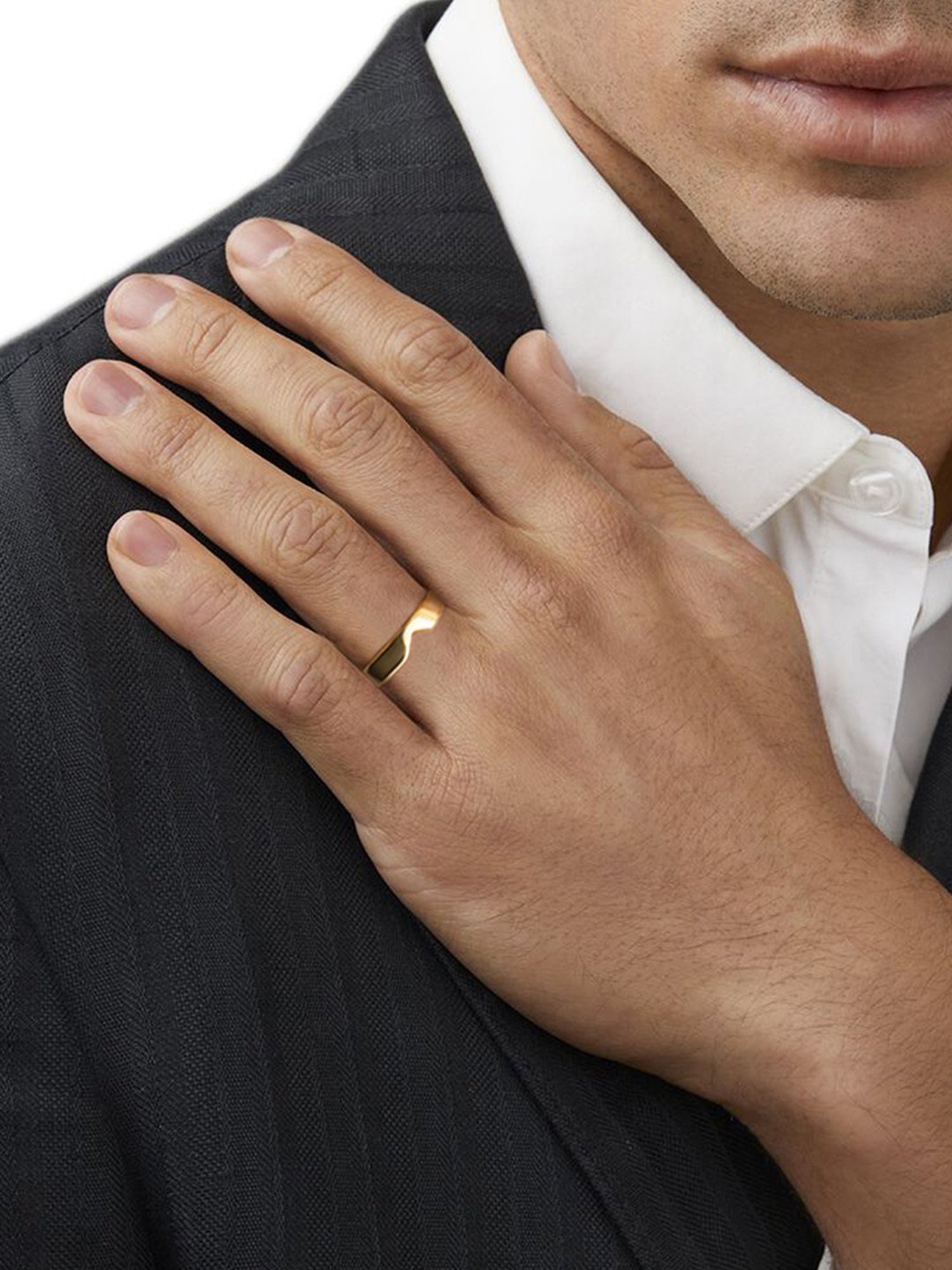 March by FableStreet 18K Gold-Plated Adjustable Men's Ring in 925 Silver