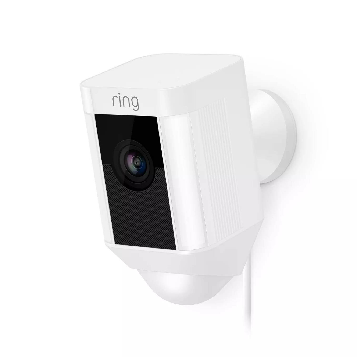 Ring Indoor/Outdoor 1080HD Wired Security Camera with LED Spotlight, White