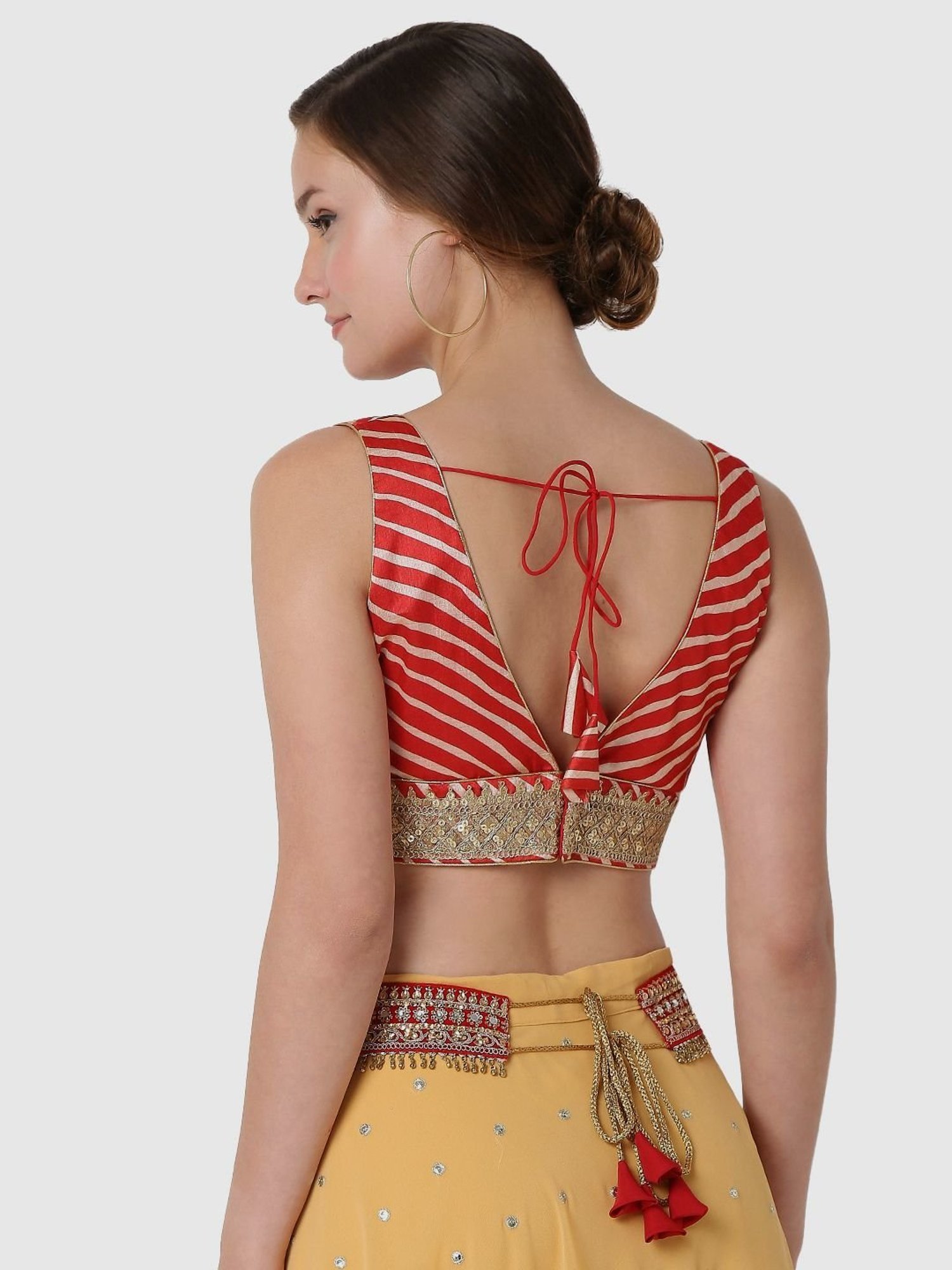 Salwar Studio Red Embellished Readymade Blouse