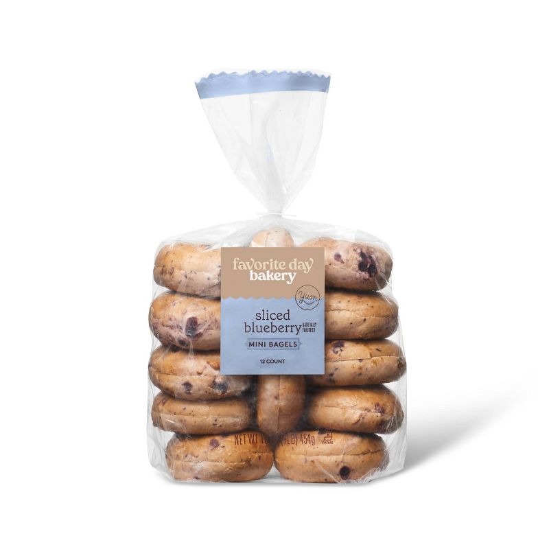 Blueberry Sliced Mini Bagels - 16oz/12ct - Favorite Day™