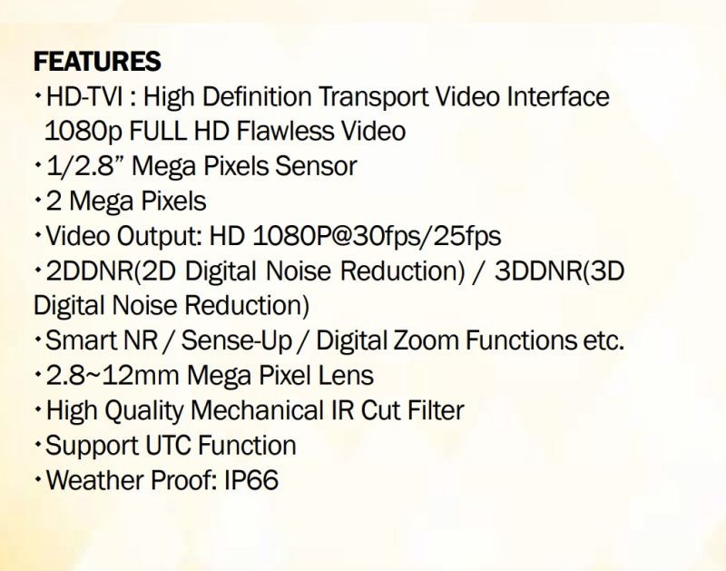 Eyemax TIV-132V-W HD-TVI 1080p IR Vandal DOME Camera 2.8-12mm, 35 IR LED 12V DC