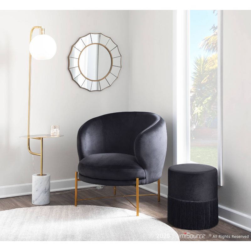 Symbol Contemporary/Glam Floor Lamp with Metal Side Table and Marble Base Gold (Includes LED Light Bulb) - LumiSource