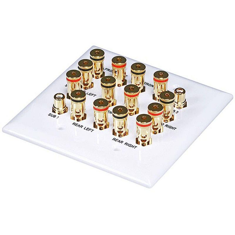 Monoprice 2-Gang 7.2 Surround Sound Distribution Wall Plate | Gold Plated, No Wire Pull-Outs