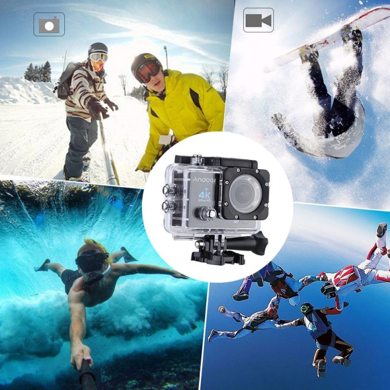 Andoer Q3H 2" Ultra-HD LCD 4K 25FPS 1080P 60FPS Wifi Wireless Connection 16MP Action Camera 170&deg;Wide-Angle Lens with Diving 30-meter Waterproof Case
