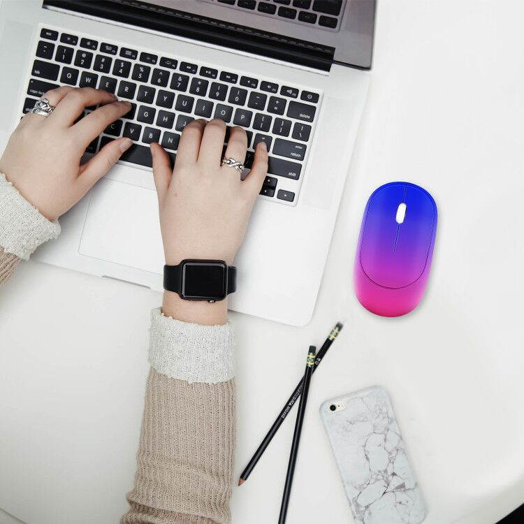 Anivia 2.4G Rechargeable Wireless Mouse with USB Receiver, Portable Ultra-Thin Noiseless Mouse for Notebook, PC, Laptop, Computer, MacBook &ndash;Gradient color