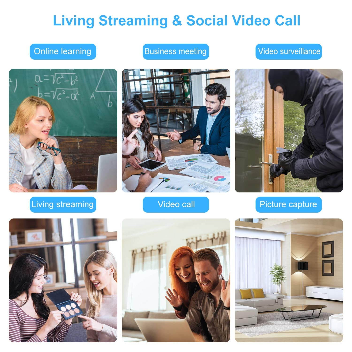 Web Camera for PC,1080p Webcam USB Webcams with Microphone, Streaming Webcam for Computers/Laptop/PC,for Conference Study (White/Black)