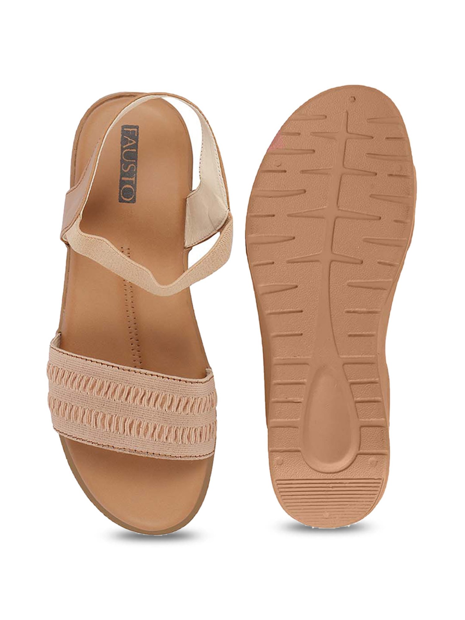 Fausto Women's Beige Ankle Strap Wedges