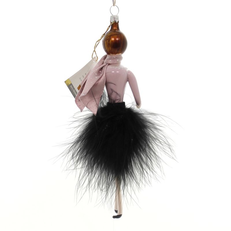 Italian Ornaments 7.0" Lady Feathers Black Skirt Italian  -  Tree Ornaments