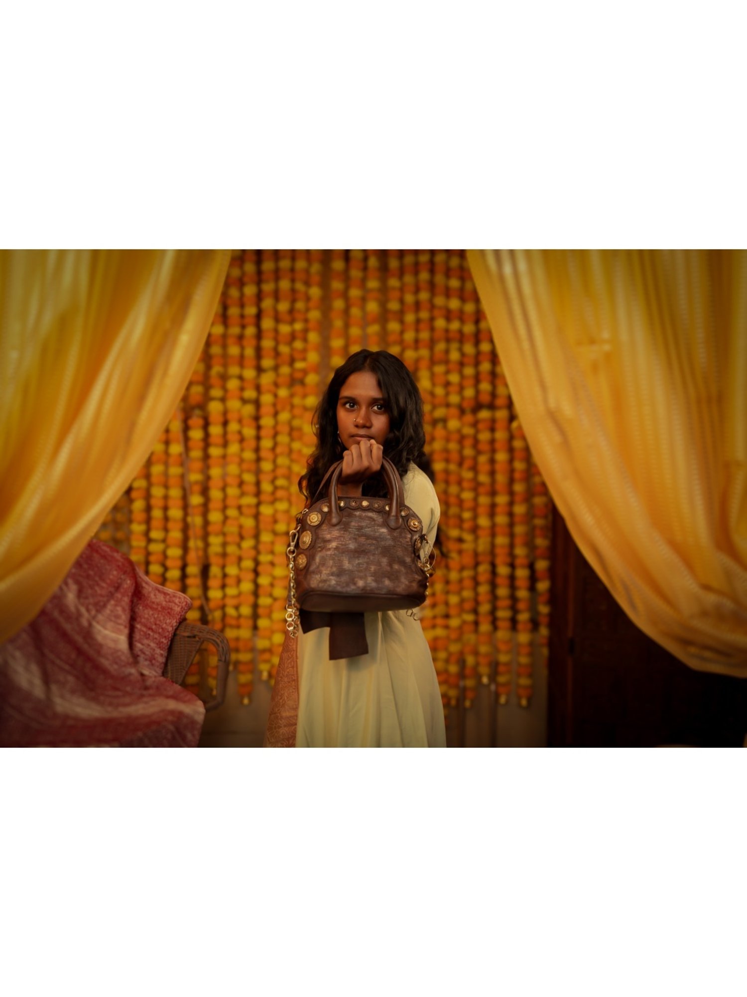 Art N Vintage Silvia Brown Leather Embellished Small Handbag